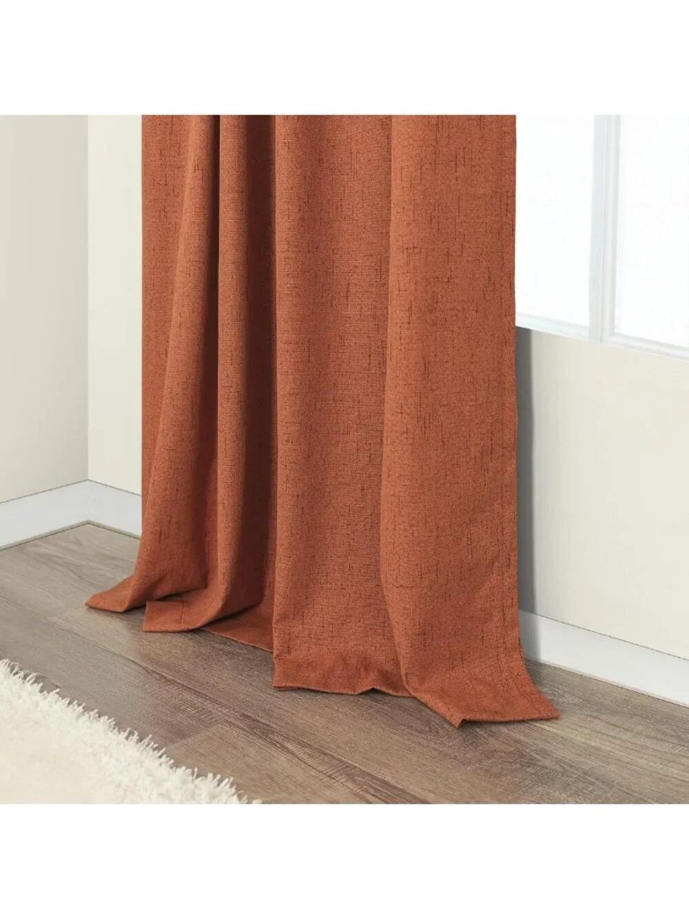 63-Inch Terracotta Blackout Curtains - 2 Panels, Boho Linen, Room Darkening for